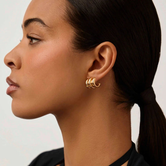 Chubby Triple Small Hoop Earrings | 18ct Gold Plated Earrings Missoma 
