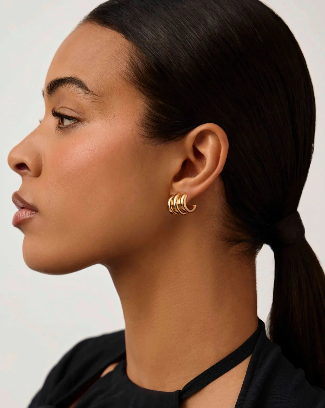 Chubby Triple Small Hoop Earrings | 18ct Gold Plated Earrings Missoma 