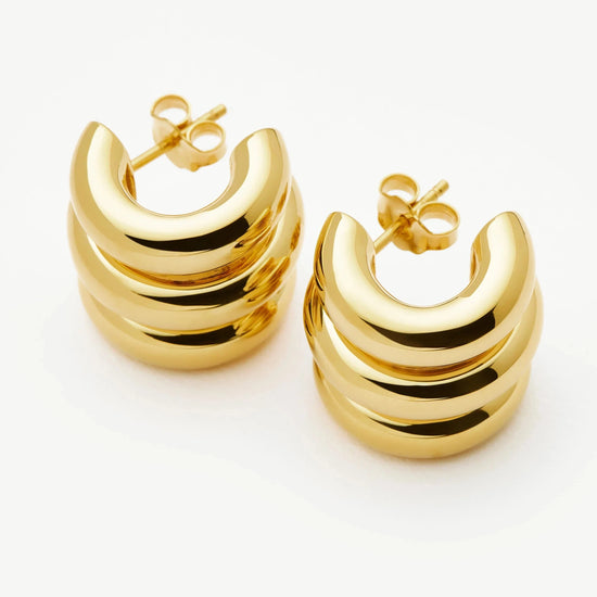 Chubby Triple Small Hoop Earrings | 18ct Gold Plated Earrings Missoma 