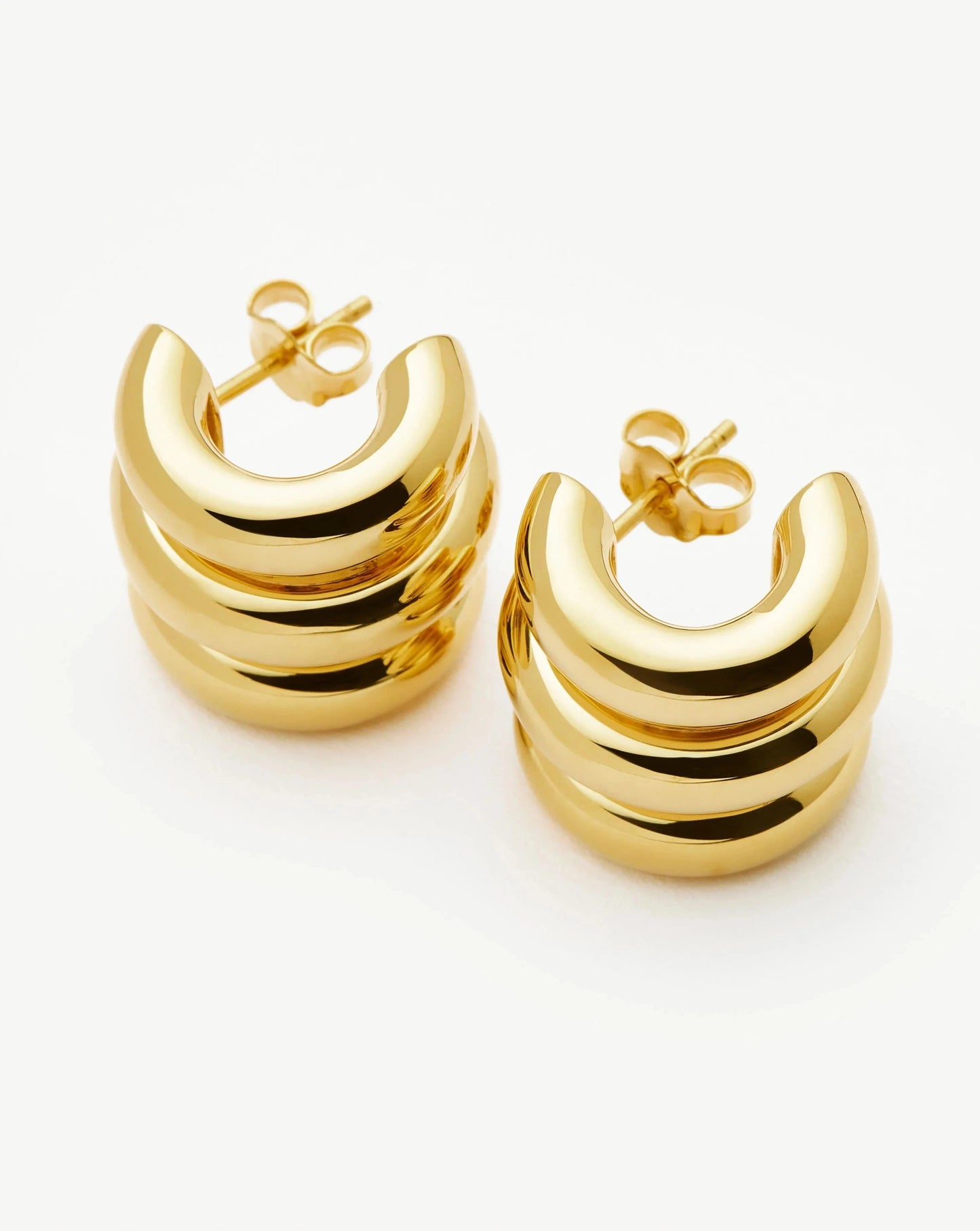 Chubby Triple Small Hoop Earrings | 18ct Gold Plated Earrings Missoma 