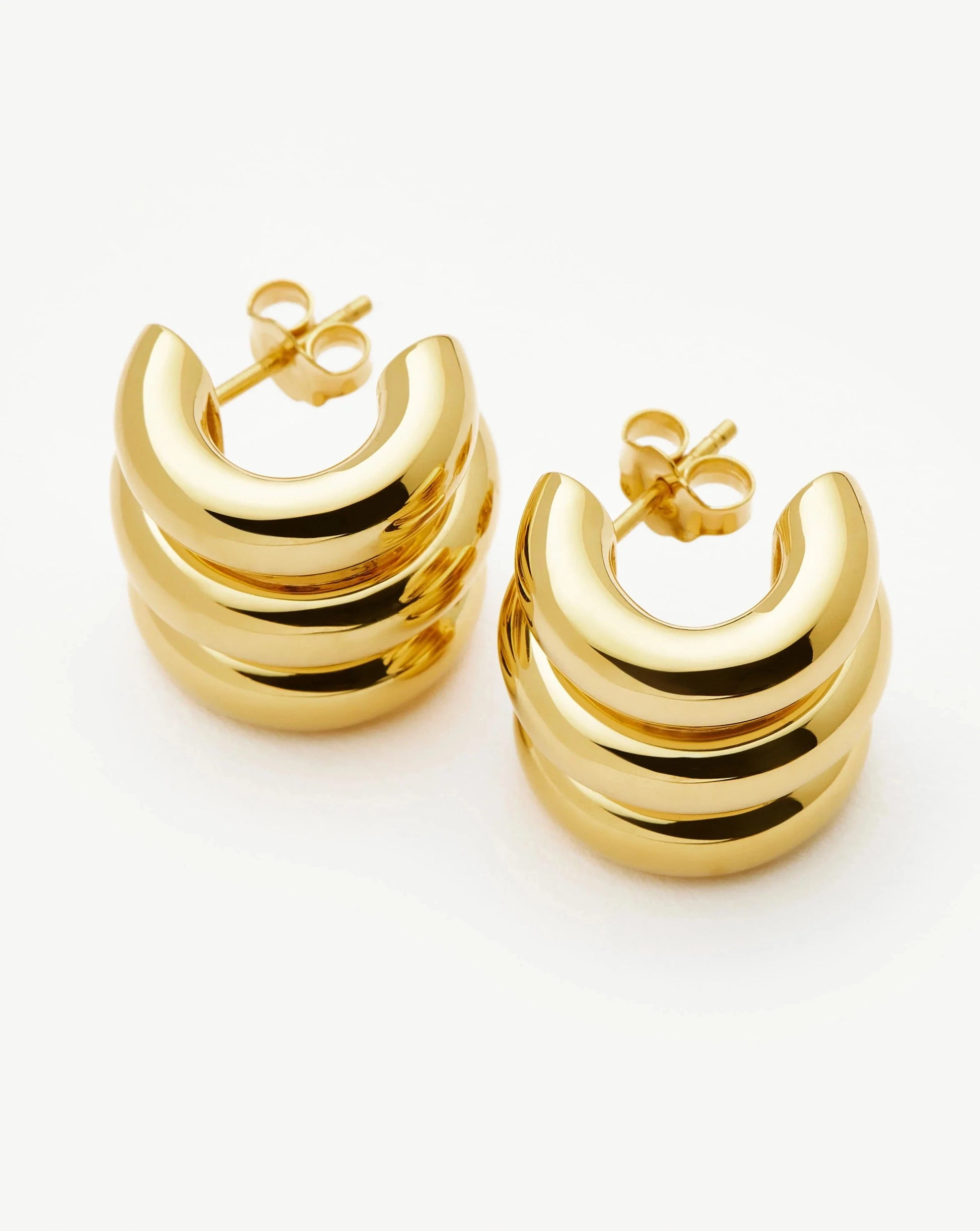 Chubby Triple Small Hoop Earrings | 18ct Gold Plated Earrings Missoma 