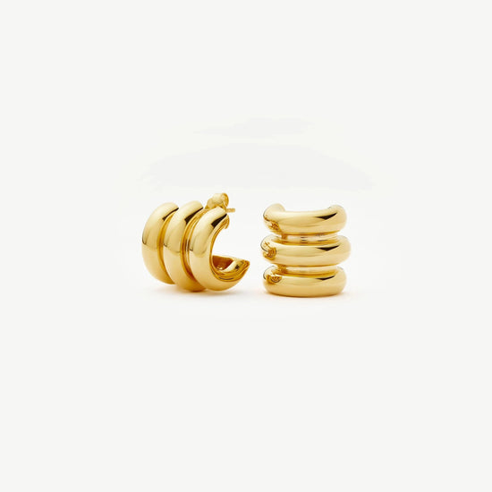 Chubby Triple Small Hoop Earrings | 18ct Gold Plated Earrings Missoma 