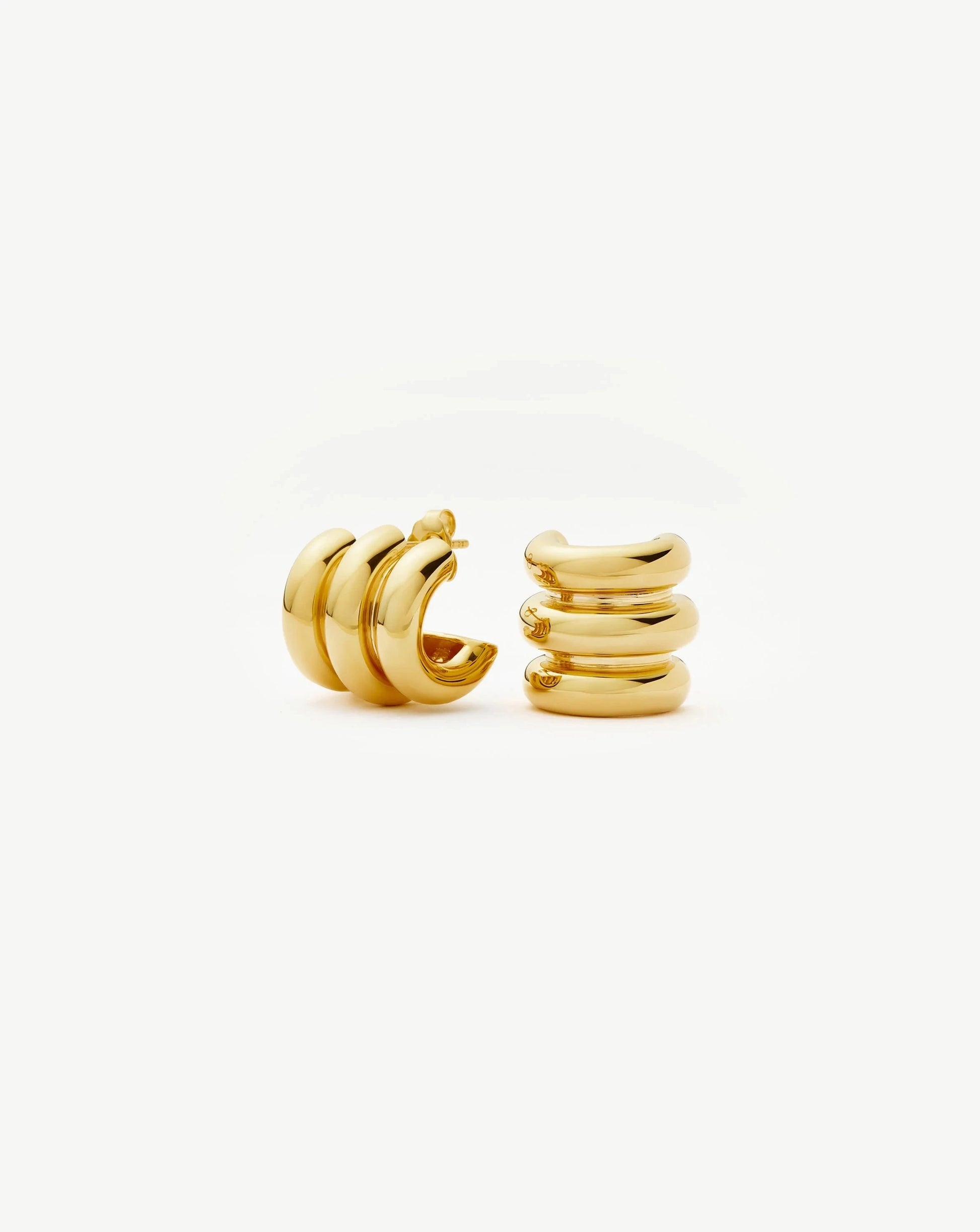 Chubby Triple Small Hoop Earrings | 18ct Gold Plated Earrings Missoma 