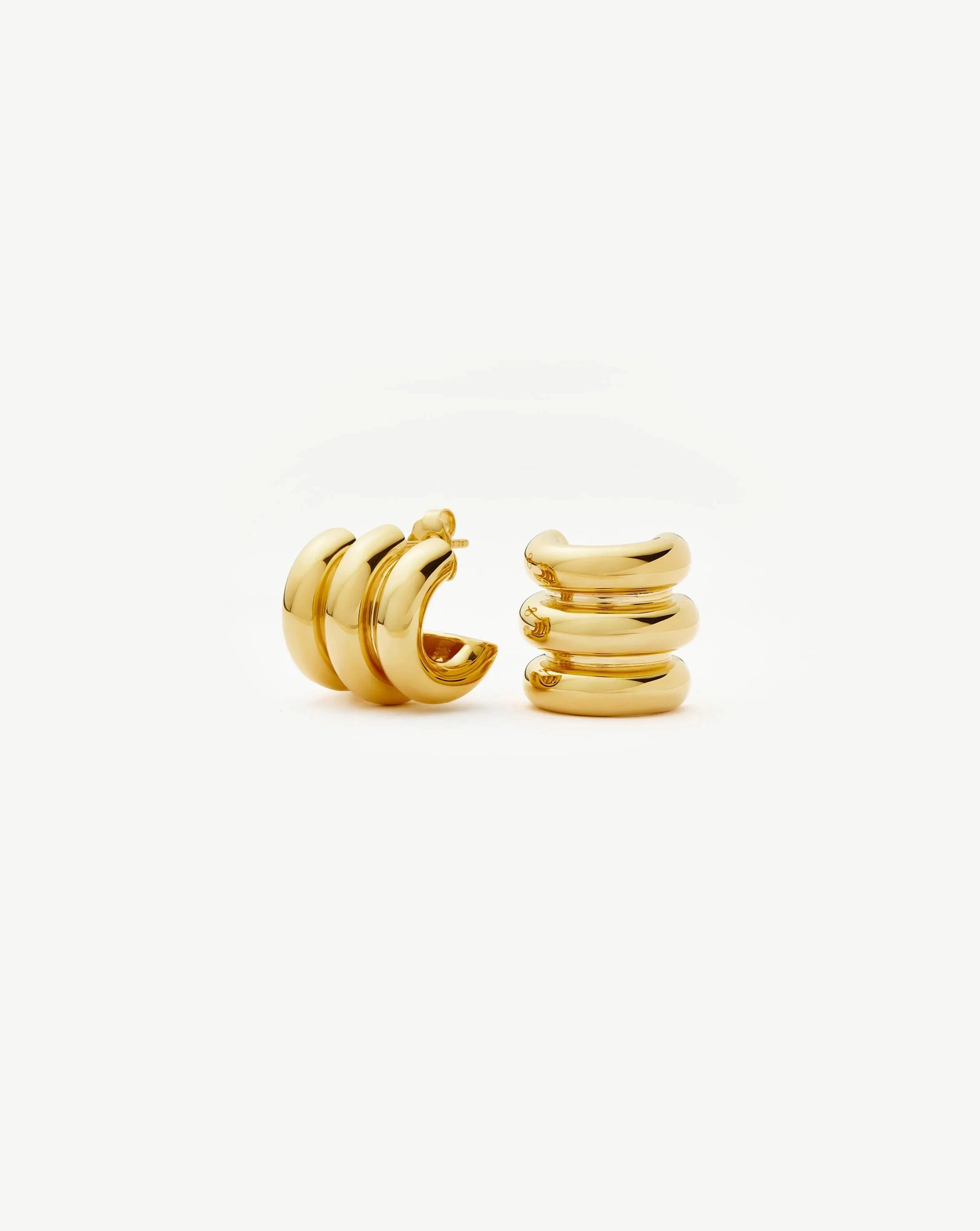 Chubby Triple Small Hoop Earrings | 18ct Gold Plated Earrings Missoma 