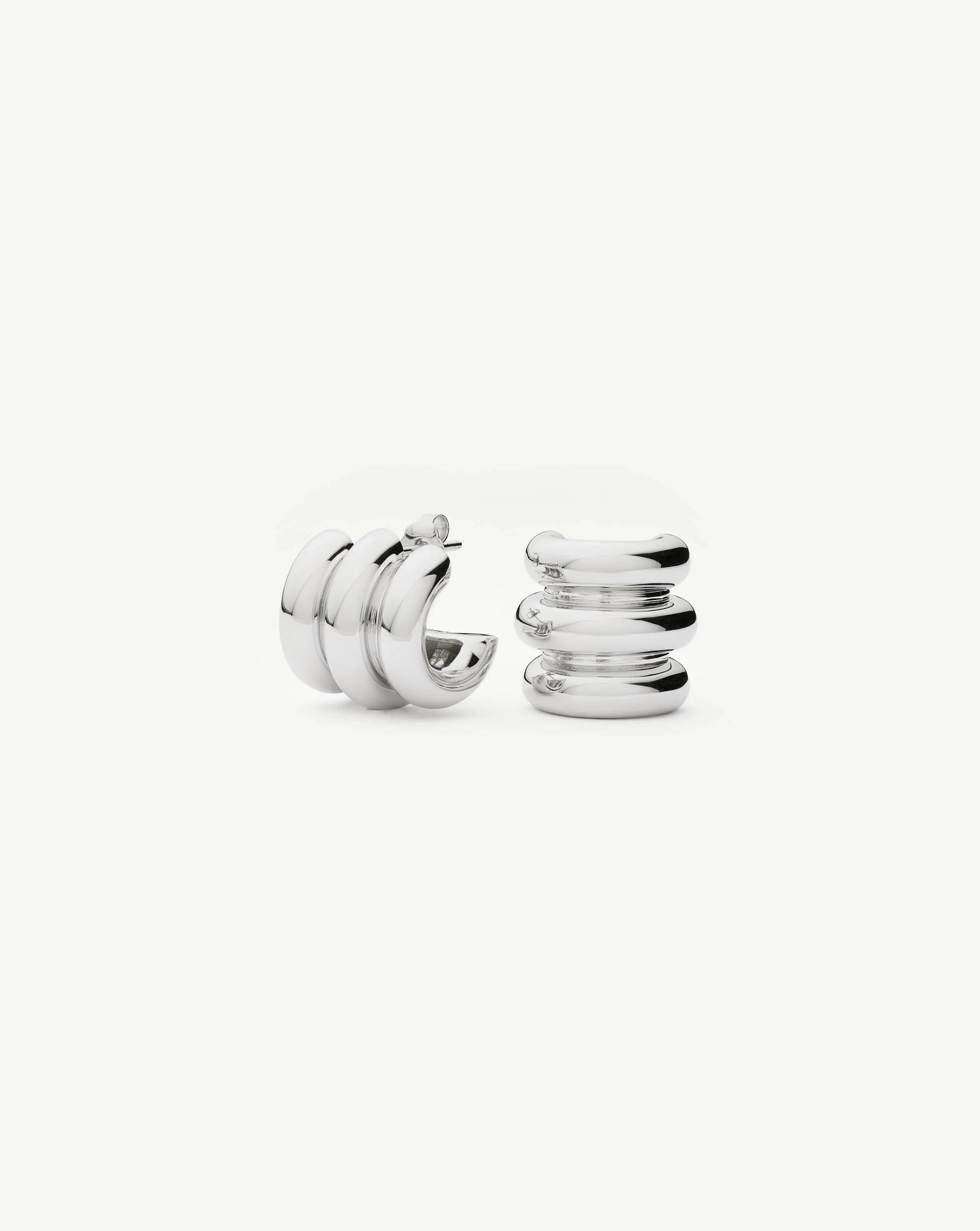 Chubby Triple Small Hoop Earrings | Silver Plated Earrings Missoma 