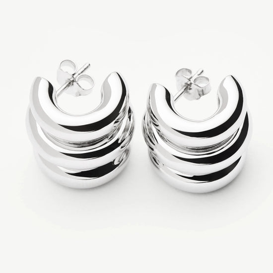 Chubby Triple Small Hoop Earrings | Silver Plated Earrings Missoma 