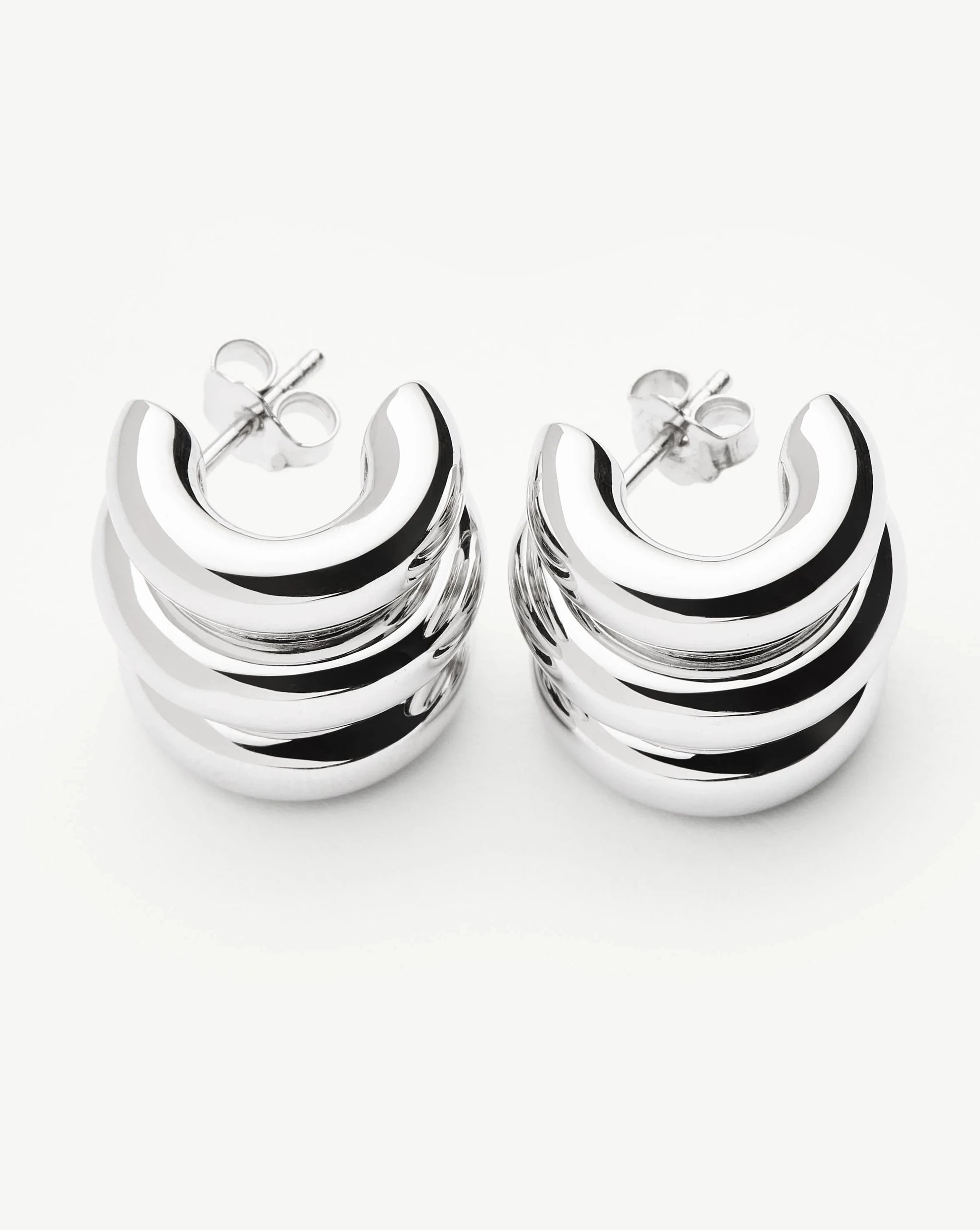 Chubby Triple Small Hoop Earrings | Silver Plated Earrings Missoma 