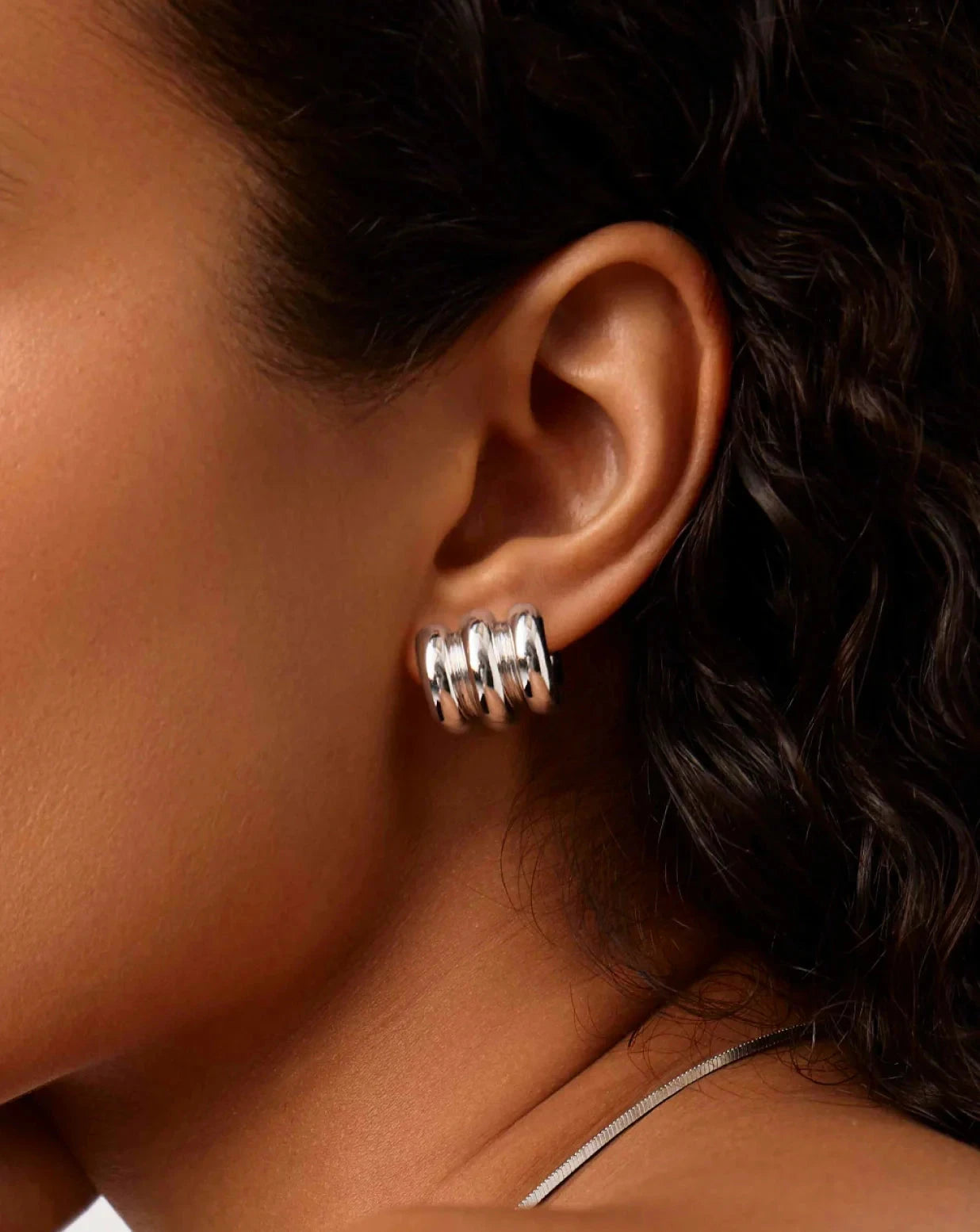 Chubby Triple Small Hoop Earrings | Silver Plated Earrings Missoma 