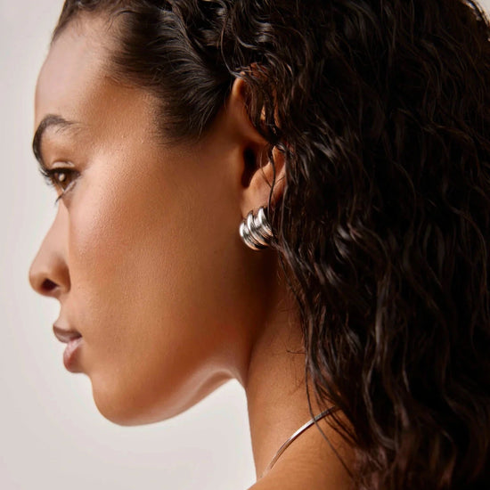 Chubby Triple Small Hoop Earrings | Silver Plated Earrings Missoma 