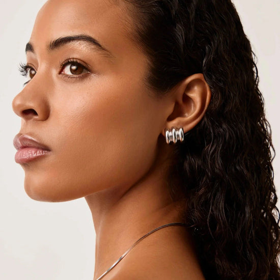 Chubby Triple Small Hoop Earrings | Silver Plated Earrings Missoma 