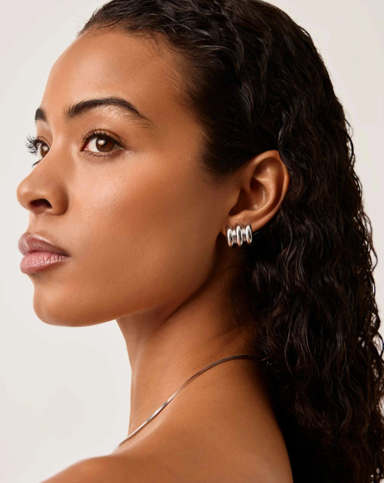 Chubby Triple Small Hoop Earrings | Silver Plated Earrings Missoma 