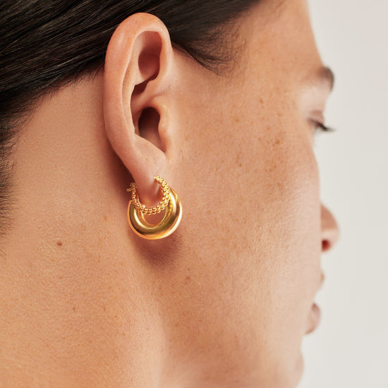 Chubby Tunnel Small Hoop Earrings | 18ct Gold Plated Earrings Missoma 