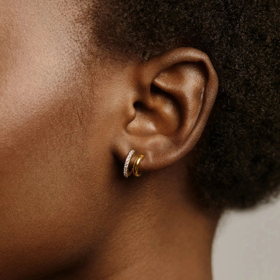 Classic Double Huggies | 18ct Gold Vermeil/Cubic Zirconia Earrings Missoma 