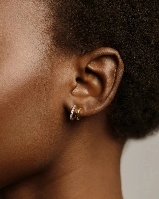 Classic Double Huggies | 18ct Gold Vermeil/Cubic Zirconia Earrings Missoma 