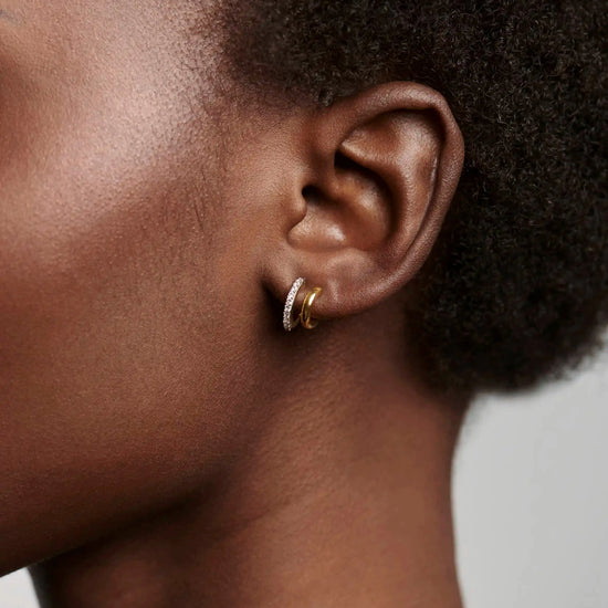 Classic Double Huggies | 18ct Gold Vermeil/Cubic Zirconia Earrings Missoma 