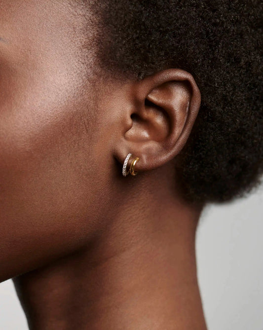 Classic Double Huggies | 18ct Gold Vermeil/Cubic Zirconia Earrings Missoma 