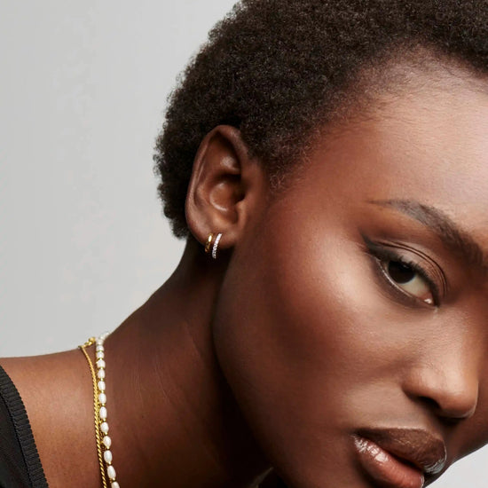 Classic Double Huggies | 18ct Gold Vermeil/Cubic Zirconia Earrings Missoma 