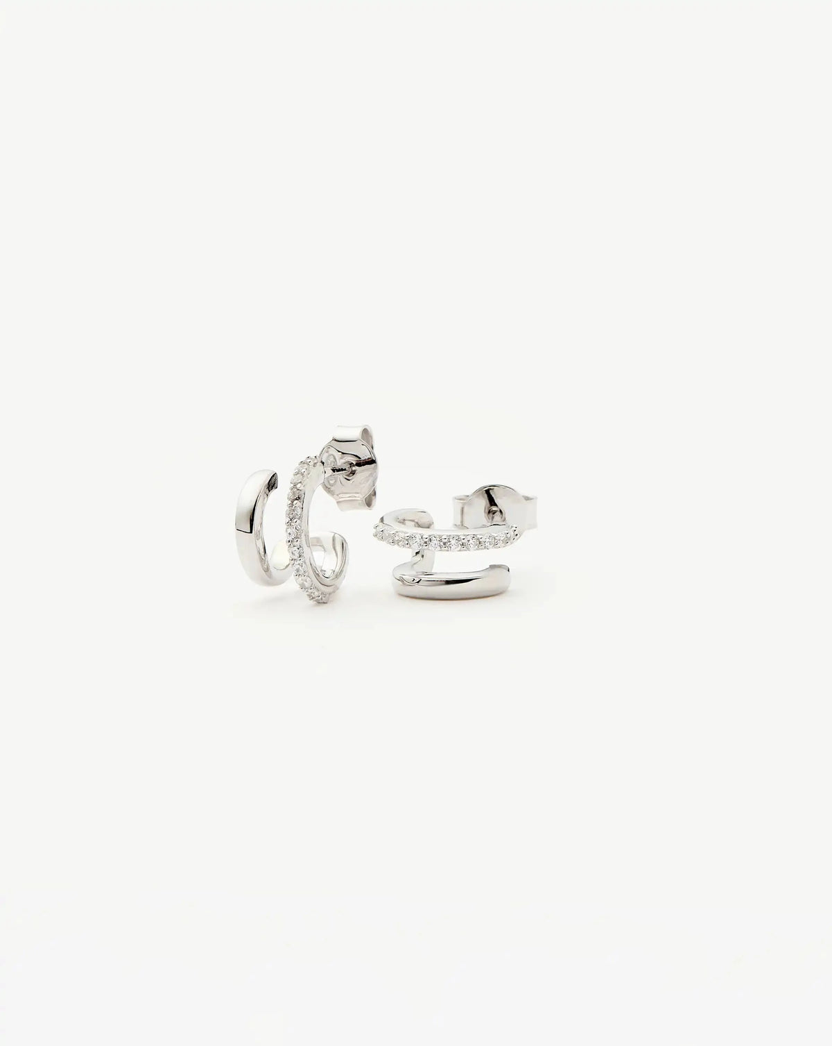 Classic Double Huggies Sterling Silver Cubic Zirconia