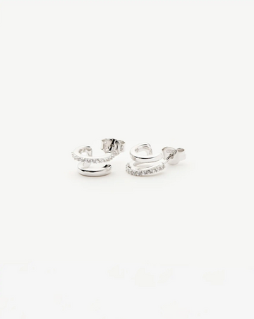 Classic Double Huggies | Sterling Silver/Cubic Zirconia Earrings Missoma 