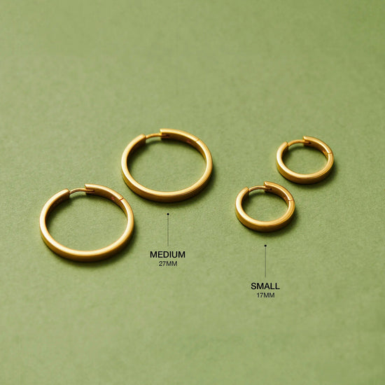 Classic Flat Medium Hoop Earrings | 18ct Gold Plated Vermeil Earrings Missoma 