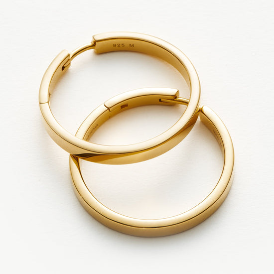 Classic Flat Medium Hoop Earrings | 18ct Gold Plated Vermeil Earrings Missoma 