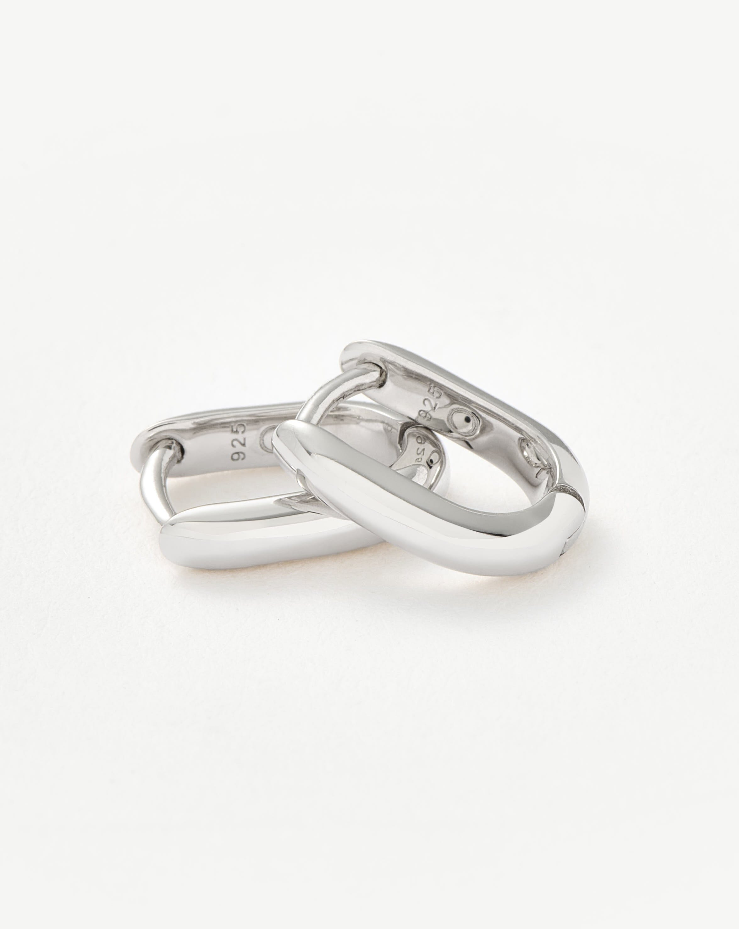 Classic Ovate Huggies | Rhodium Plated on Recycled Sterling Silver Earrings Missoma 