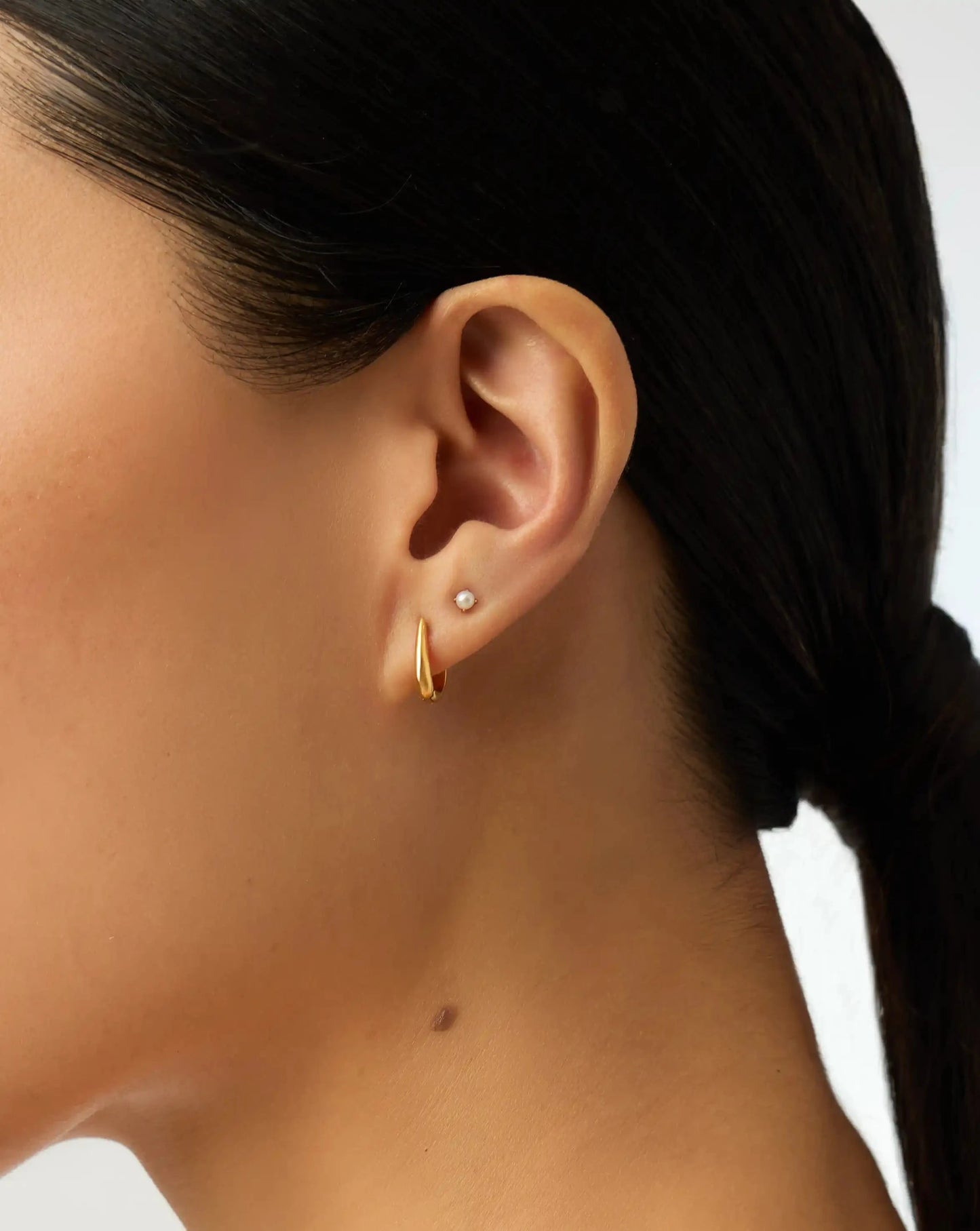 Classic Pearl Studs & Claw Huggies Set | 18ct Gold Vermeil/Pearl Earrings Missoma 