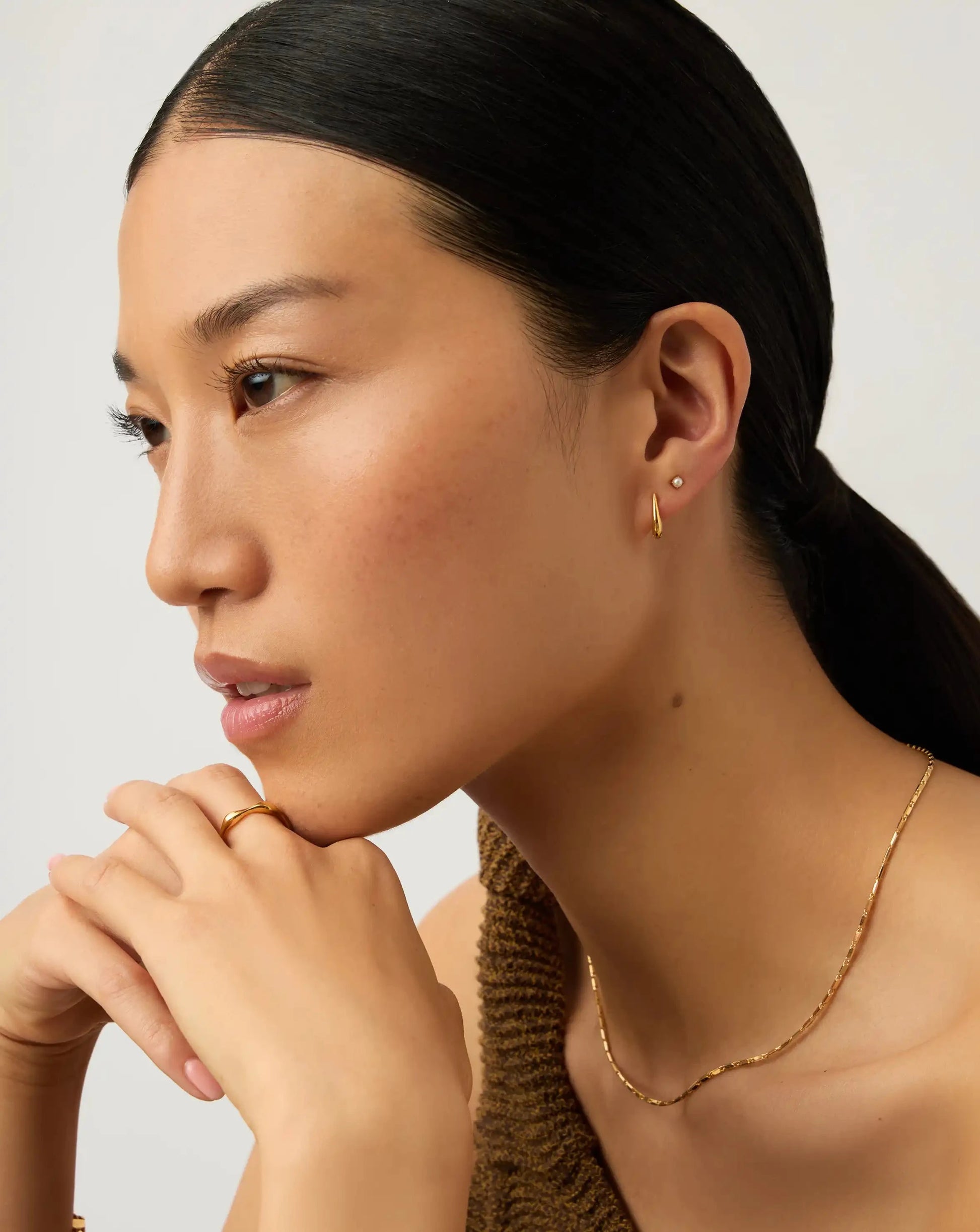 Classic Pearl Studs & Claw Huggies Set | 18ct Gold Vermeil/Pearl Earrings Missoma 