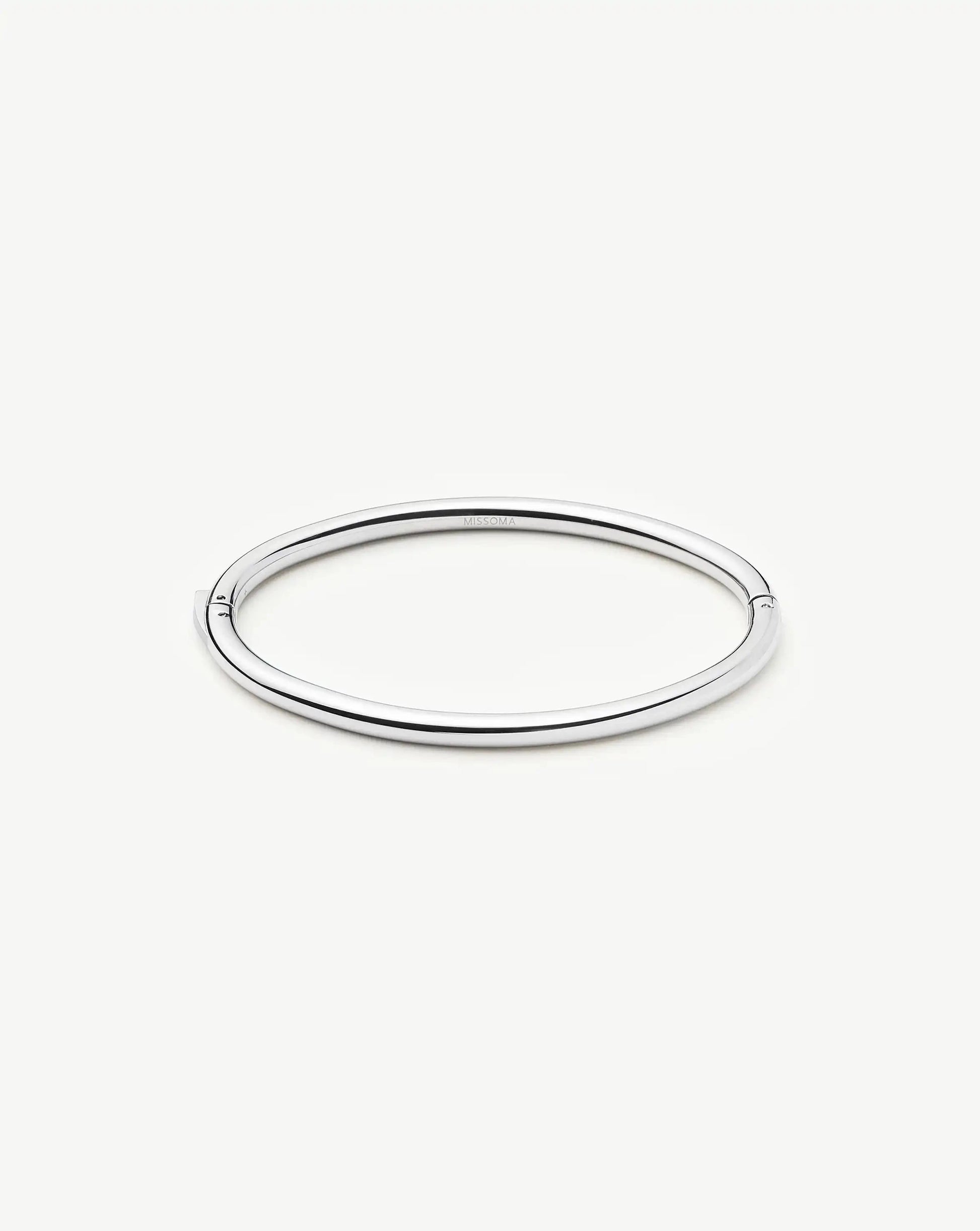 Classic Round Hinged Bangle | Platinum Plated Bracelets Missoma 