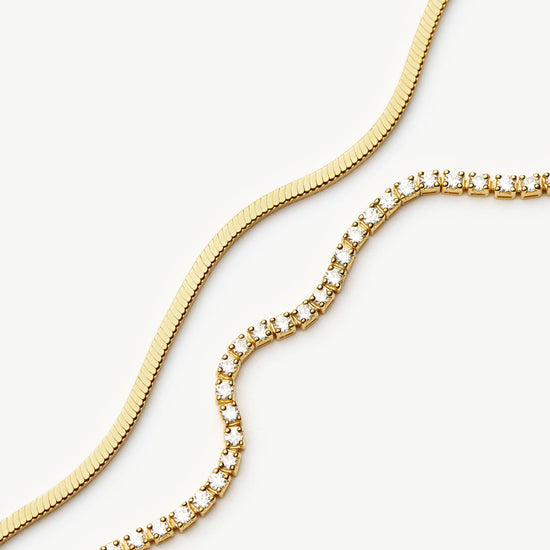Classic Tennis & Snake Chain Bracelet Set | 18ct Gold Vermeil Layering Sets Missoma 