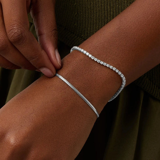 Classic Tennis & Snake Chain Bracelet Set | Sterling Silver/Platinum Plated Bracelets Missoma 