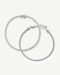 Classic Tennis & Snake Chain Bracelet Set | Sterling Silver/Platinum Plated Bracelets Missoma 