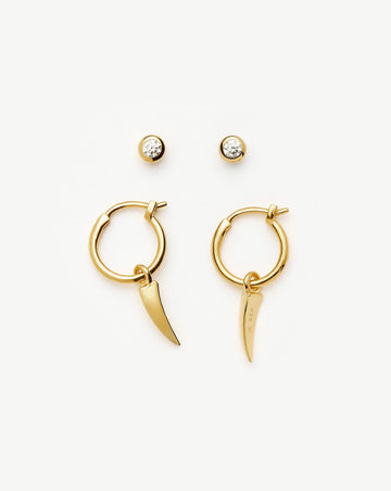 Claw Hoop & Stud Earring Set | 18ct Gold Vermeil Layering Sets Missoma 