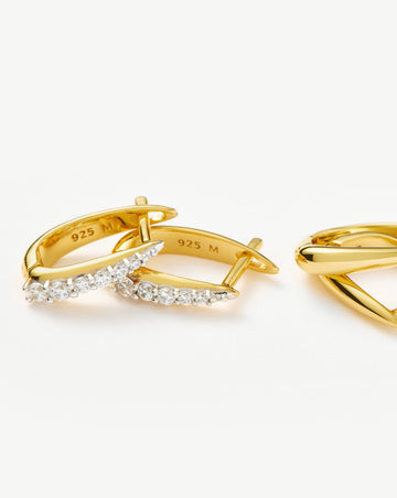 Claw Pave Huggies Earring Set | 18ct Gold Plated Vermeil/Pavé Earrings Missoma 