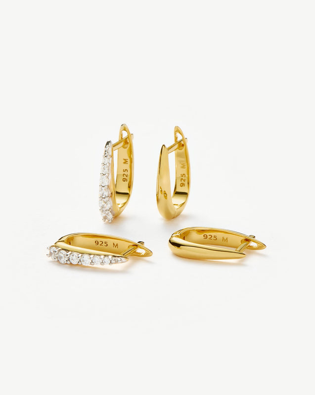 Claw Pave Huggies Earring Set | 18ct Gold Vermeil/Cubic Zirconia