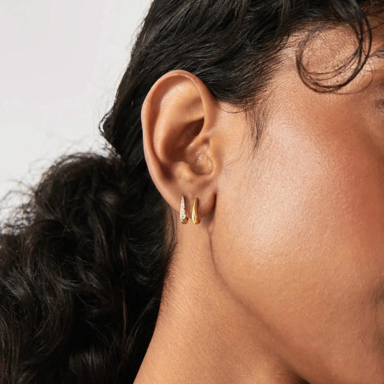 Claw Pave Huggies Earring Set | Gold/Cubic Zirconia Earrings Missoma 