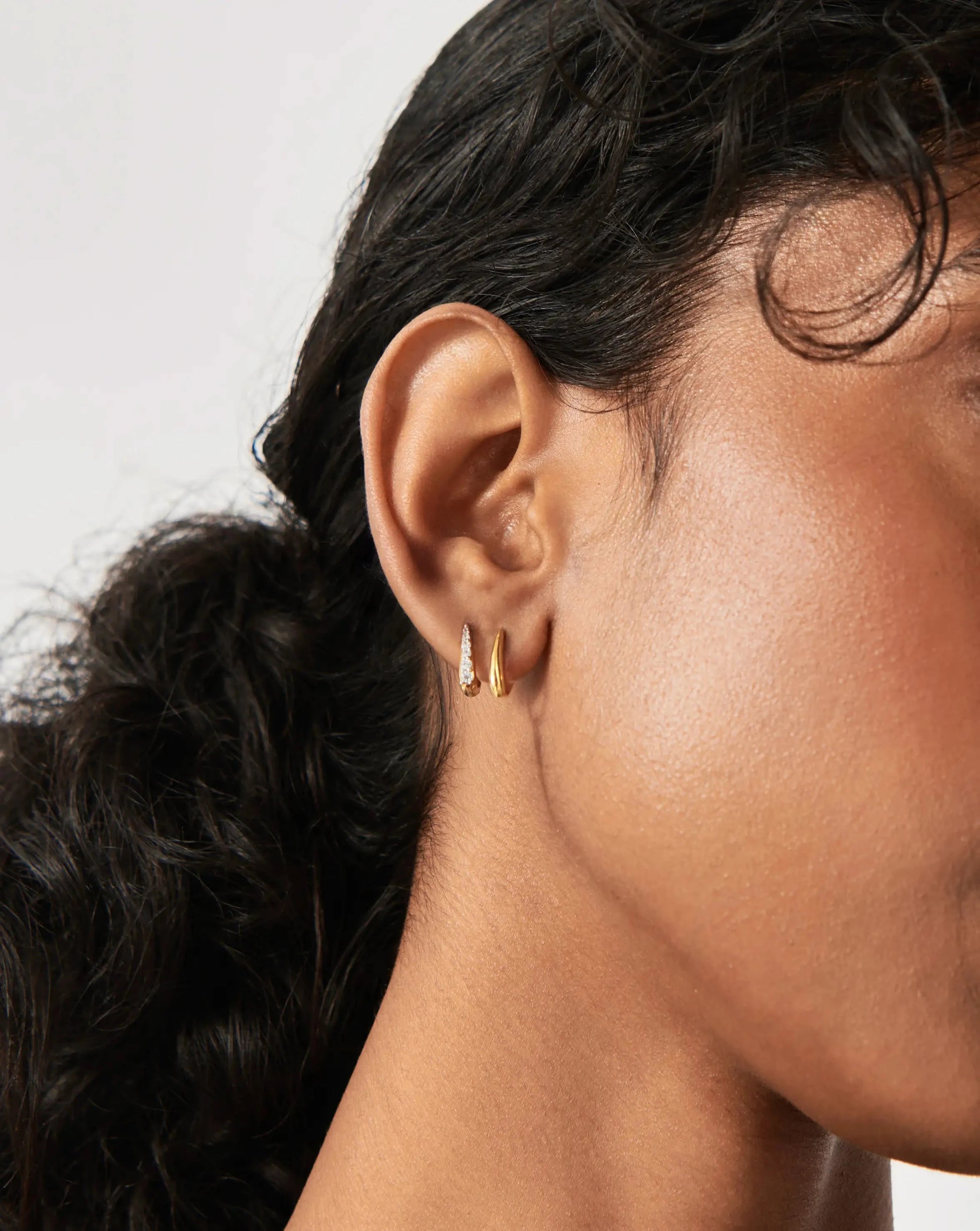 Claw Pave Huggies Earring Set | Gold/Cubic Zirconia Earrings Missoma 