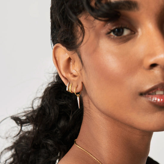 Claw Pave Huggies Earring Set | Gold/Cubic Zirconia Earrings Missoma 