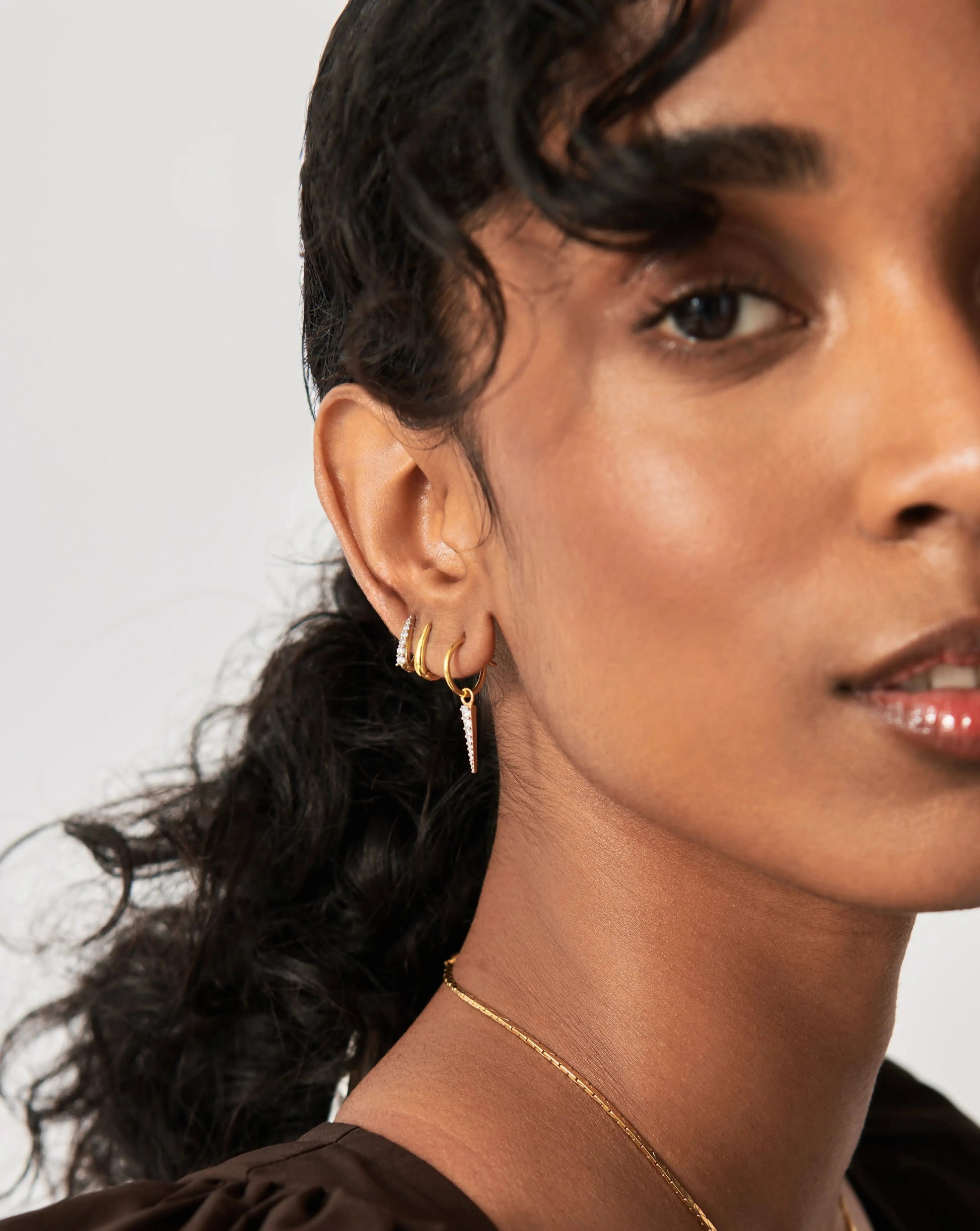 Claw Pave Huggies Earring Set | Gold/Cubic Zirconia Earrings Missoma 
