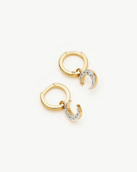 Crescent Moon Mini Charm Hoop Earrings | 18ct Gold Plated/Cubic Zirconia Earrings Missoma 