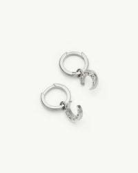 Crescent Moon Mini Charm Hoop Earrings | Silver Plated/Cubic Zirconia Earrings Missoma 