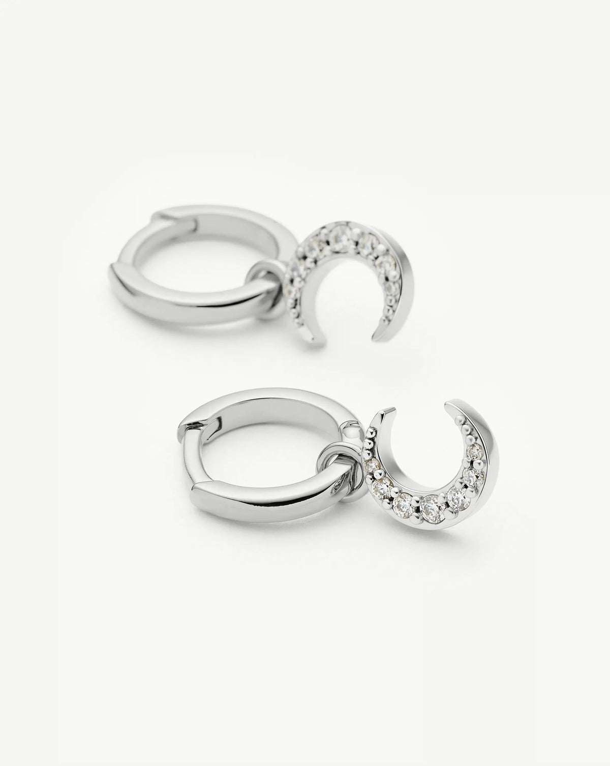 Crescent Moon Mini Charm Hoop Earrings | Silver Plated/Cubic Zirconia Earrings Missoma 