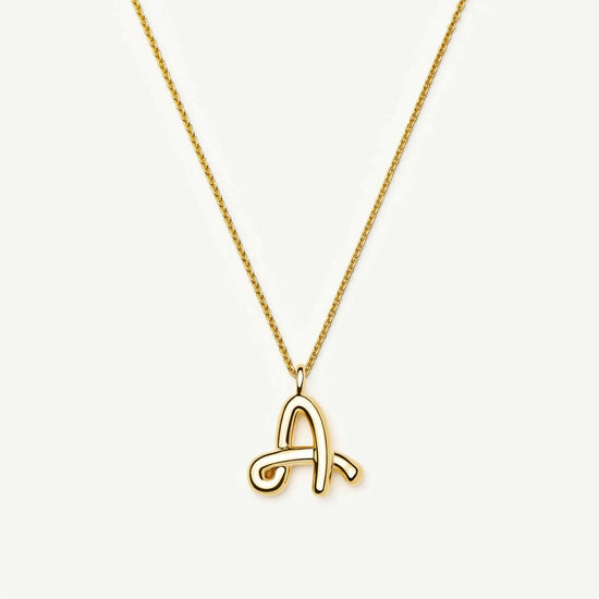 Curly Molten Initial Pendant Necklace - A | Gold Necklaces Missoma 