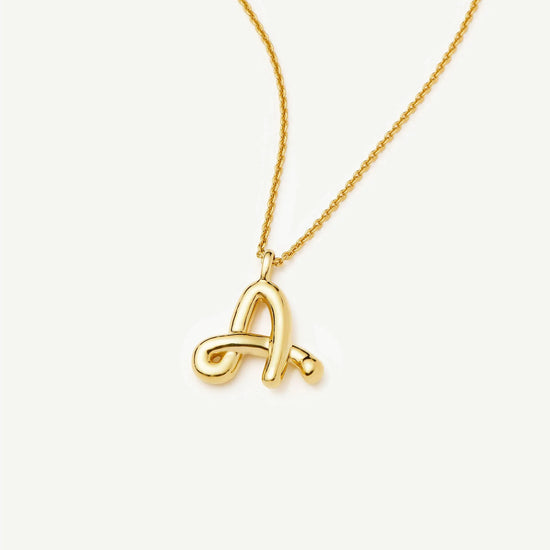 Curly Molten Initial Pendant Necklace - A | Gold Necklaces Missoma 