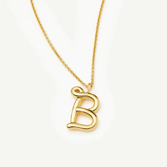 Curly Molten Initial Pendant Necklace - B | 18ct Gold Vermeil Necklaces Missoma 