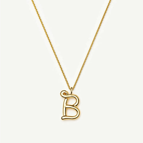 Curly Molten Initial Pendant Necklace - B | 18ct Gold Vermeil Necklaces Missoma 
