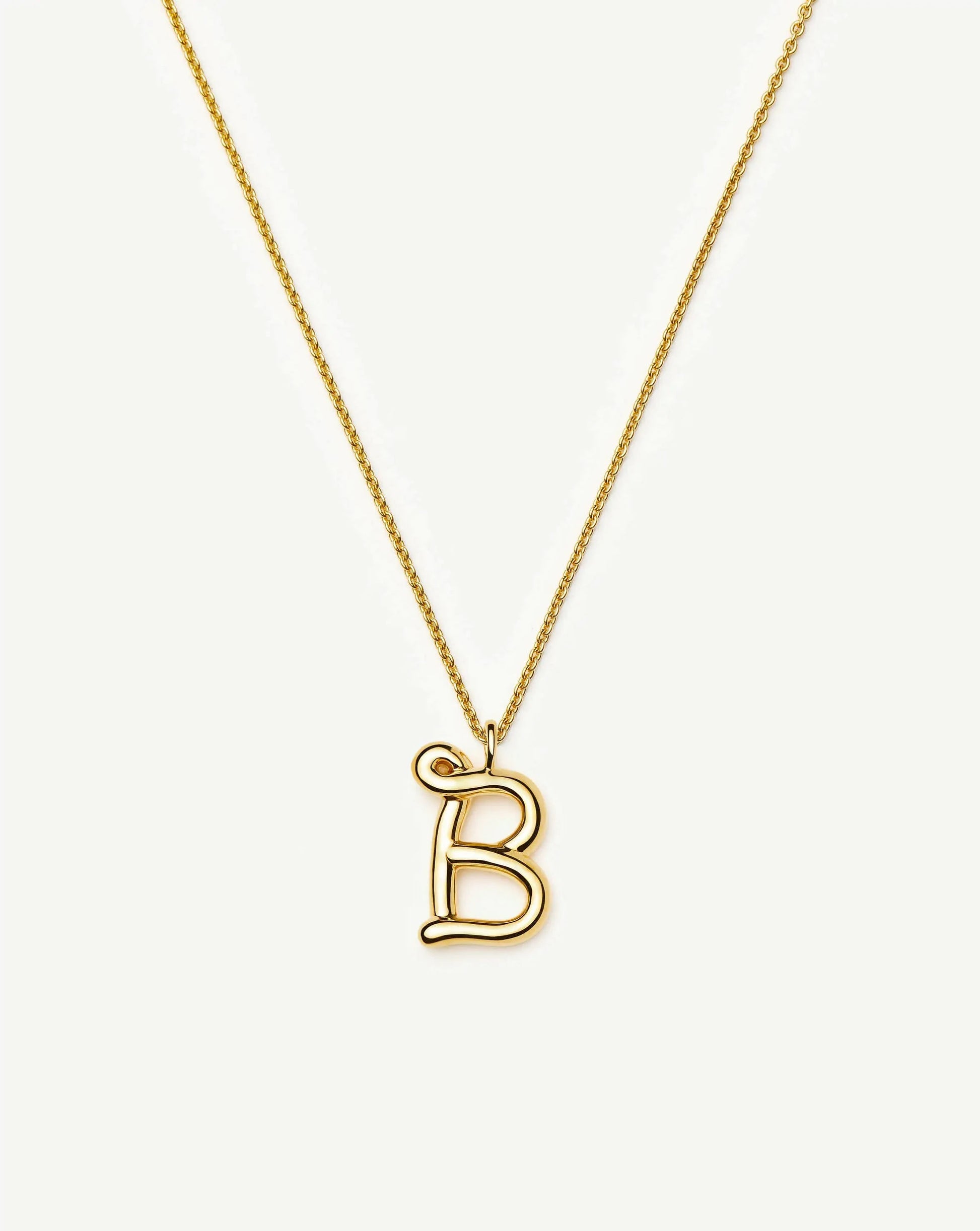 Curly Molten Initial Pendant Necklace - B | 18ct Gold Vermeil Necklaces Missoma 