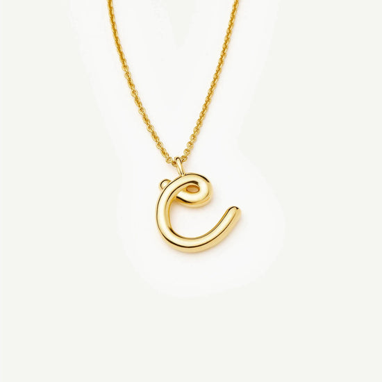 Curly Molten Initial Pendant Necklace - C | 18ct Gold Vermeil Necklaces Missoma 