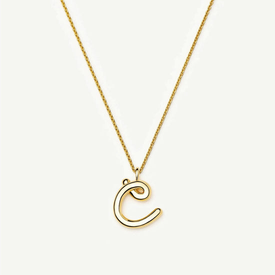 Curly Molten Initial Pendant Necklace - C | 18ct Gold Vermeil Necklaces Missoma 