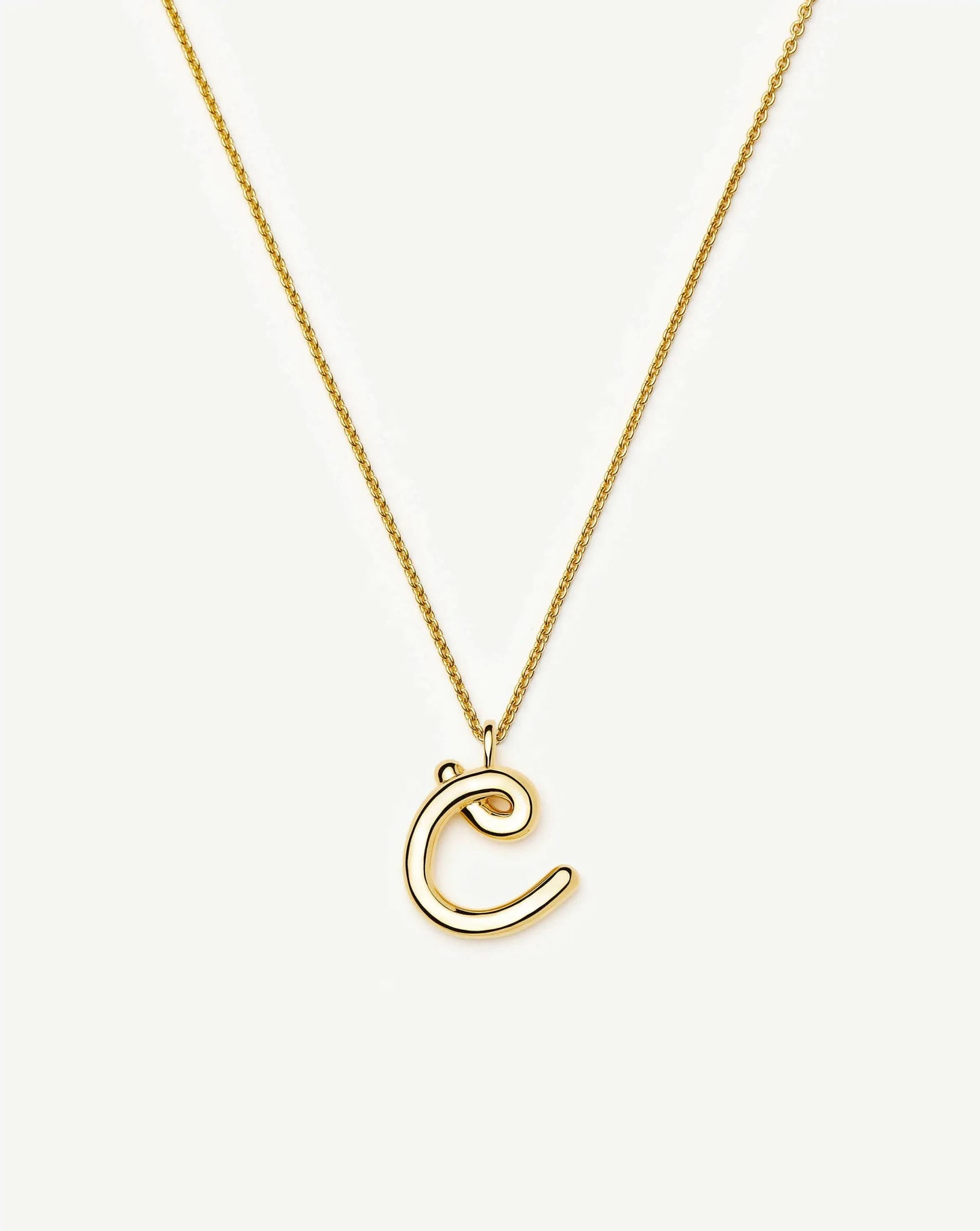 Curly Molten Initial Pendant Necklace - C | 18ct Gold Vermeil Necklaces Missoma 